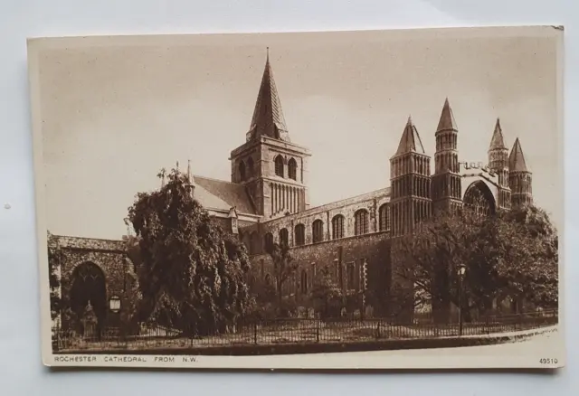 Unposted Vintage B&W Postcard - Rochester Cathedral from N.W.  (b)