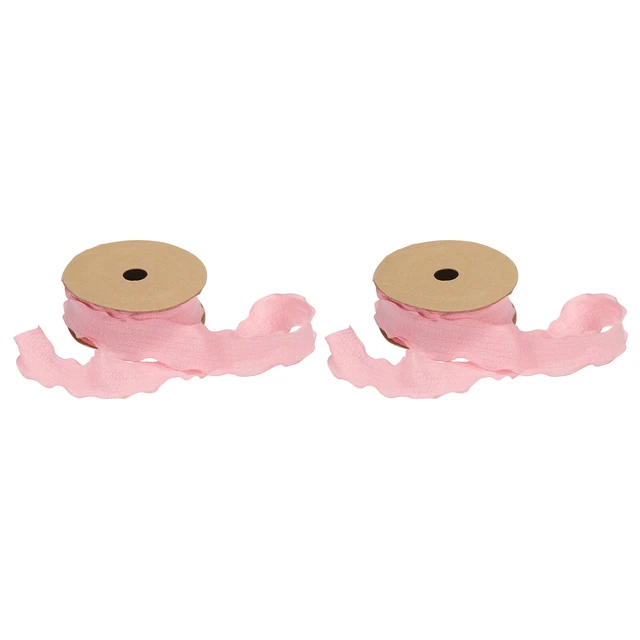 2 piezas cinta satinada de borde doble volante rosa color liso