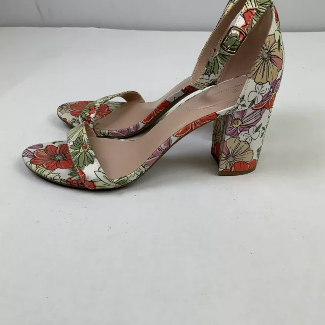 Bandolino Sz 10 Spring Floral Armory Fabric Block Heeled Sandals Open Toe 3