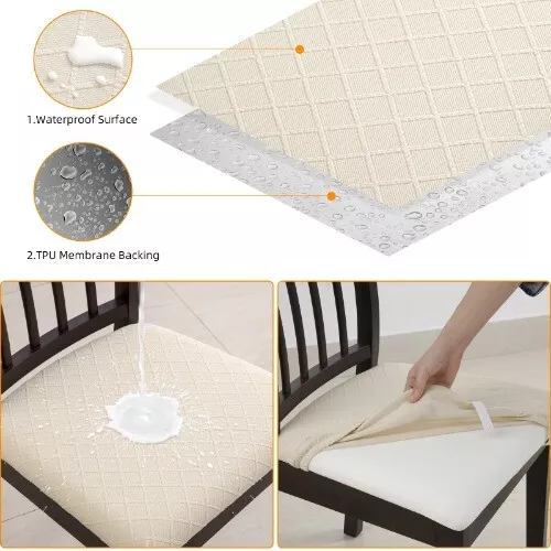 Waterproof Stretch Jacquard Washable ChairSeat Cushion Removable Protector Cover 3
