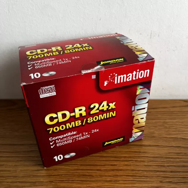 10 Pack Imation CD-R Blank CDs 700mb/80 Min Recordable 24x speed