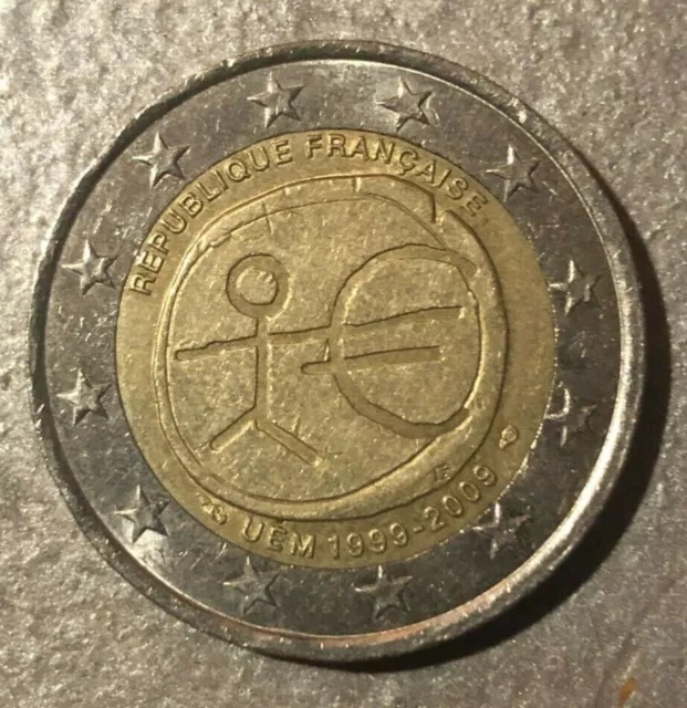 Pièce De 2 Euros République Française UEM 1999-2009 Rare