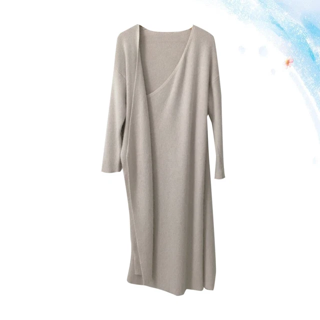 V-Ausschnitt Kreuzband Langes Kleid Herbst Warm Sexy Kleid Stricken
