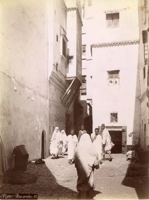 Algérie, Alger, rue arabe  Vintage albumen print Tirage albuminé  20x25  C