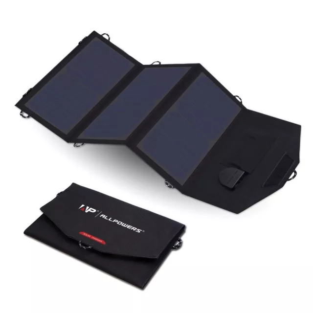 21W Folding Solar Panel Power Bank Outdoor Camping Hiking USB Battery Charger AU