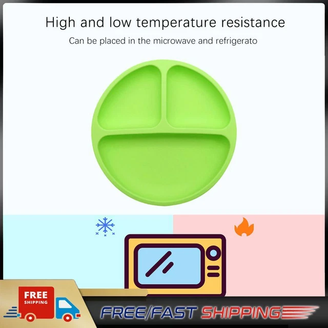 Cute Baby Infant Dining Plate Non Slip Training Sucker Dishes Tableware (Green)