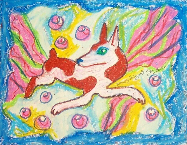 ACEO RAT TERRIER FABULOUS Art Print Signed Artist KSams 2.5 x 3.5 Dog Abstract