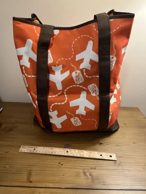 Samantha Brown Large Tote with pouch insert Orange airplane travel NWOT RARE! 3
