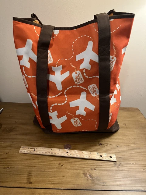 Samantha Brown Large Tote with pouch insert Orange airplane travel NWOT RARE! 3