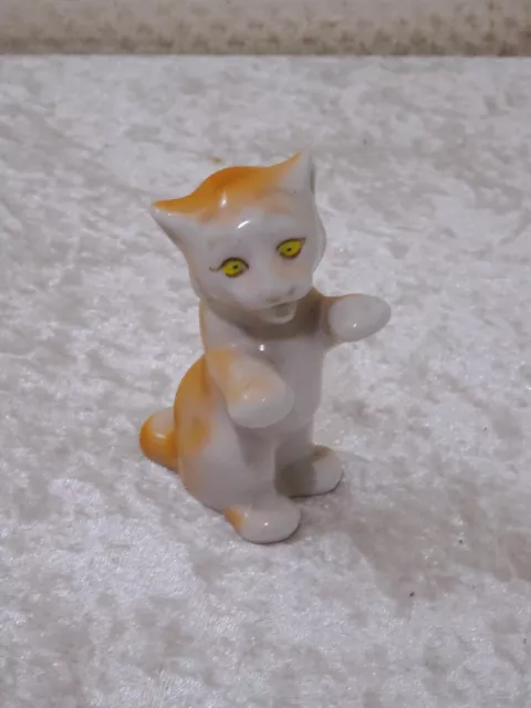 34ew1q - Russia Lomonosov Porcelain Design Figurine Cat Lynx - Vintage