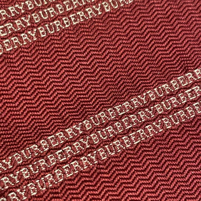 BURBERRY Red Monogrammed Logo Stripe Silk Tie ITALY