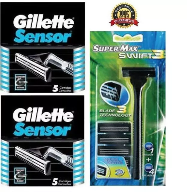 ^10 Gillette Sensor Razor Blades Cartridges Refills Shaver Handle Fit Excel 3 5