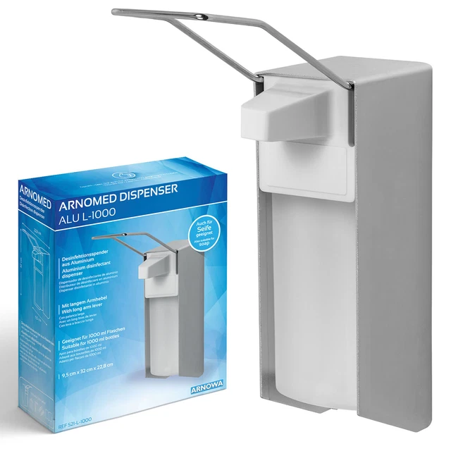Urhome Desinfektionsspender 500ml – Wandmontage Silber, Mit Leerflasche & Befestigungsmaterial