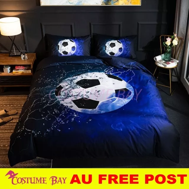 3D Print Soccer Ball Basketball Sports Boys Kids Doona Bed Duvet Quilt Cover Set