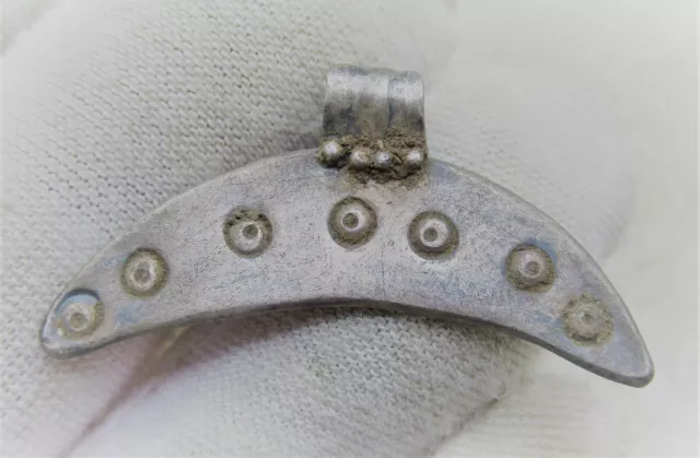 A112 Circa 900 - 1100 Ad Viking Era Norse Silver Lunar Amulet Wearable Artefact