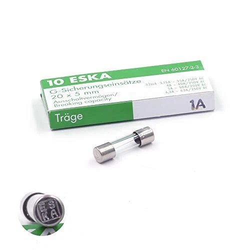 10x Fusible temporisé (T) en verre 1A / 250VAC 5x20mm