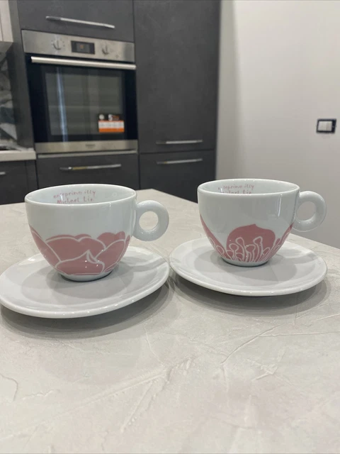Illy 2 Tazze Cappuccino Anteprima by Michael Lin 2006 + Piattini - Nuove