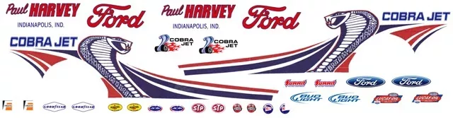 Paul Harvey FORD 2013 MUSTANG COBRA JET NHRA 1/25th - 1/24th Scale Decals