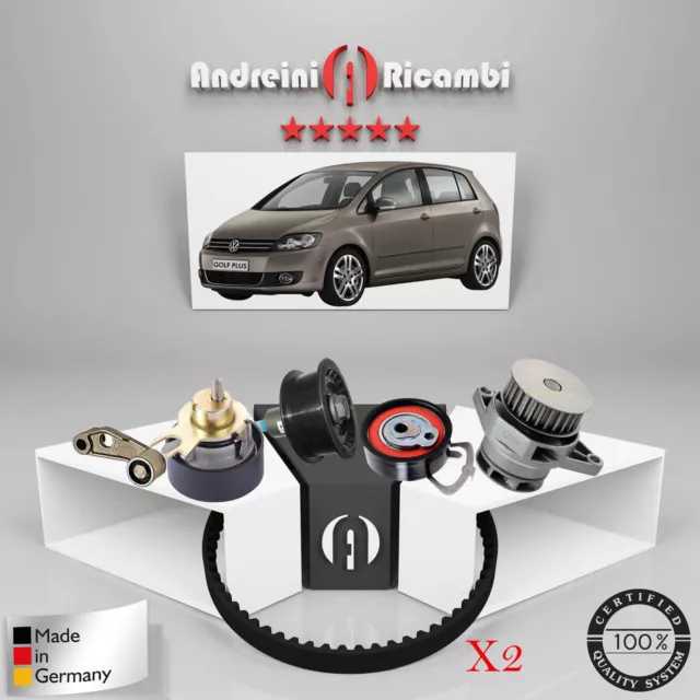 2 Kit Distribuzione + Pompa Acqua Volkswagen Golf Plus 1.4 16V 59Kw 80Cv 2008 ->