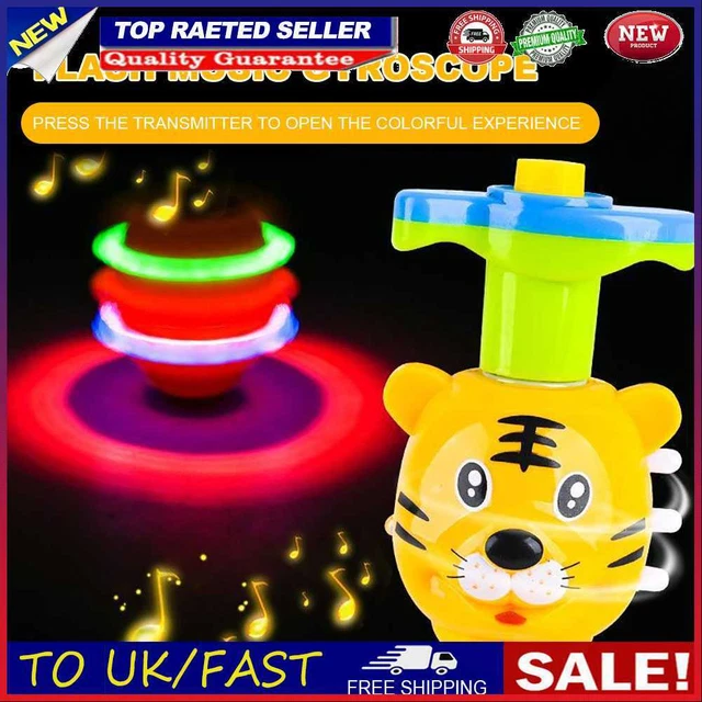 Colorful Flashing Gyro Toy Plastic Music with Launcher Safe for Kids Party Gifts