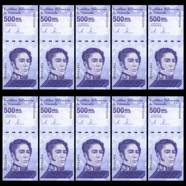 Venezuela 500000 Bolivar Soberano qty 10 UNC Banknote New