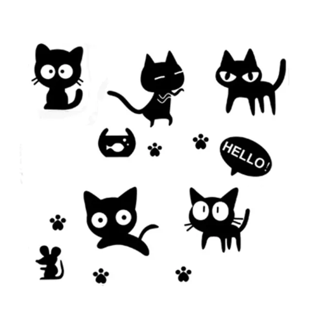 Motif de chats noirs Sticker mural amovible Decal Room Decor