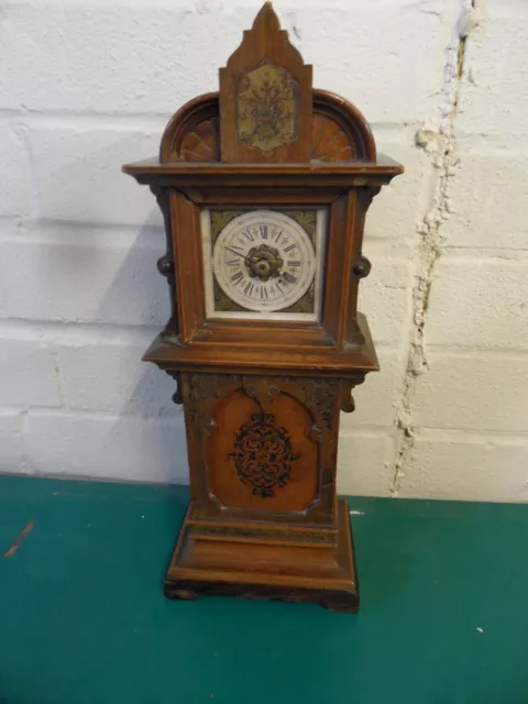 Stunning Old Wooden Miniature Grandfather Clock for Restoration