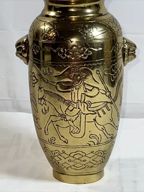 SOLID BRASS CHINESE Baluster form Mask Head Vase Made In China