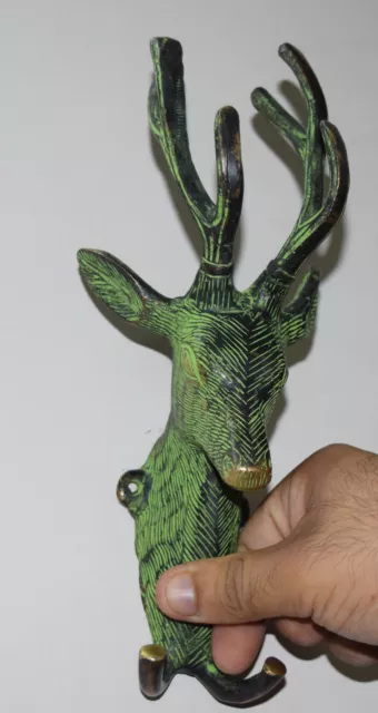 Deer Head Mount Hook Brass Vintage Style Wall Mounted Hook Hanger Home Decor BM1