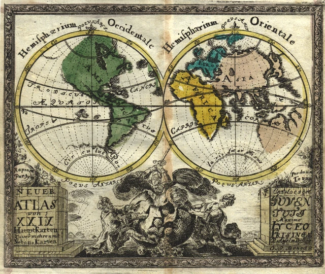 WORLD MAP ORIGINAL Copperplate Map Desing 1733 £203.42 - PicClick UK