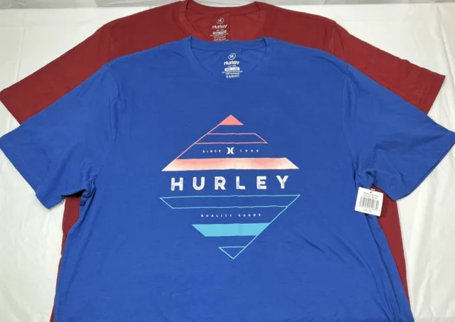 2-Pack Hurley Graphic Tee T-Shirts, Blue/Red, Mens XXL 2X, NWT