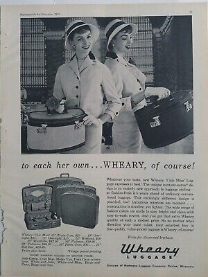 1957 Wheary Chic Miss Luggage Train Case vintage travel ad
