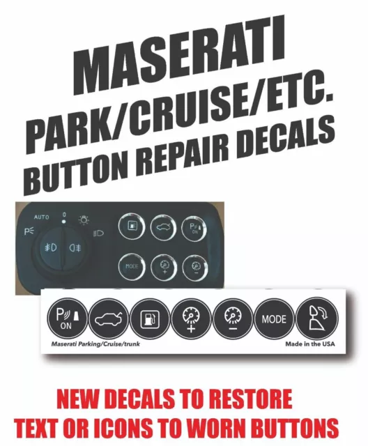 03-14 Maserati  Parking Cruise Control Trunk Matte Black Button Repair Stickers