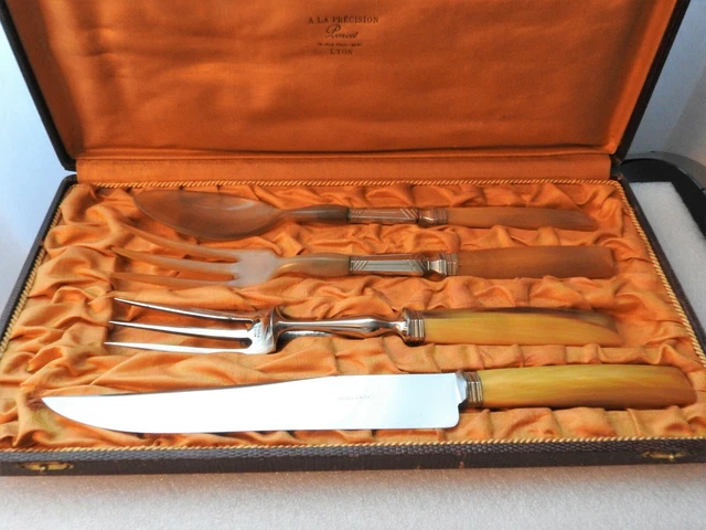 Écrins Anciens – 2 Couverts à Salade – Corne Et Bakélite – Vintage