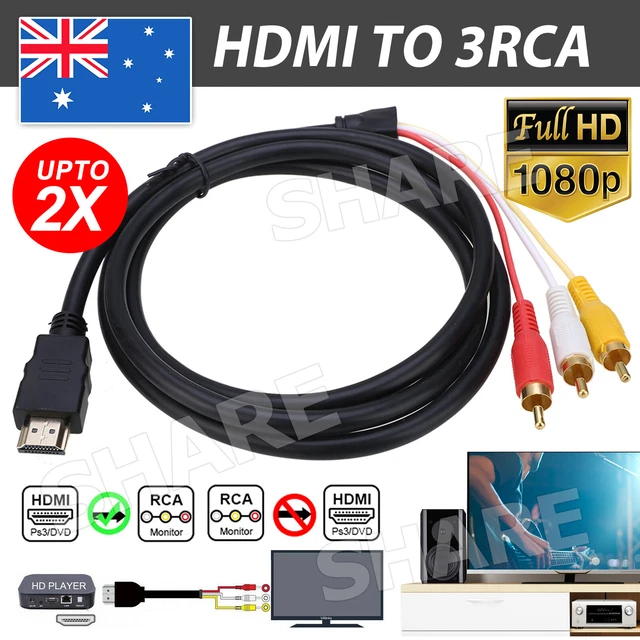 HDMI Male to 3 RCA RGB Male AV Video Audio Adapter Cable For HDTV DVD Player