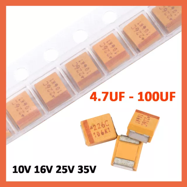 SMD Chip Tantalum Capacitor 10V 16V 25V 35V  | 4.7UF 10UF to 100UF D case 3528