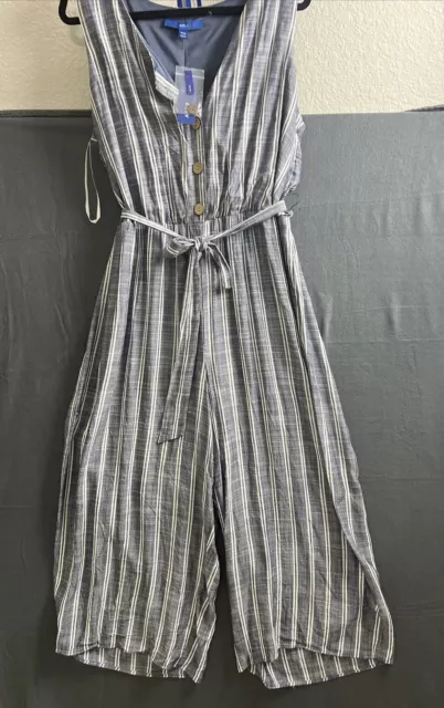 New Apt 9 Jumpsuit PXXL Striped Sleeveless V Neck Ladies With Belt Lightweight