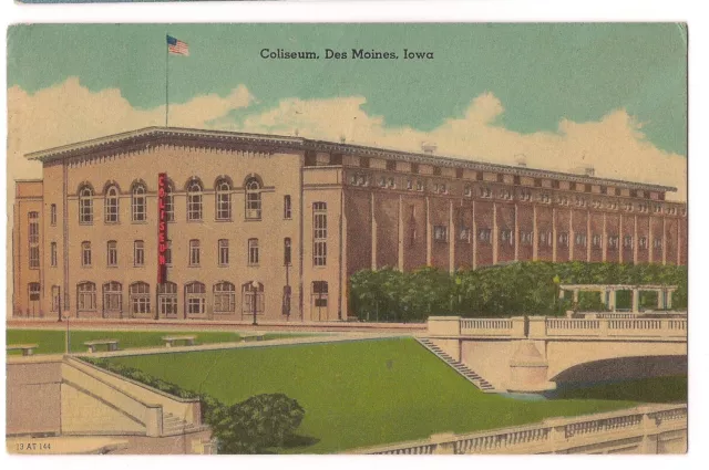 COLISEUM Des Moines Iowa  Drake University Destroyed Fire by 1949 Postcard 1947