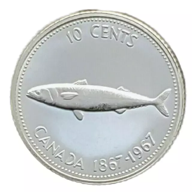 Canada 1967 Centennial Mackerel BU UNC Silver Ten Cent Piece!!