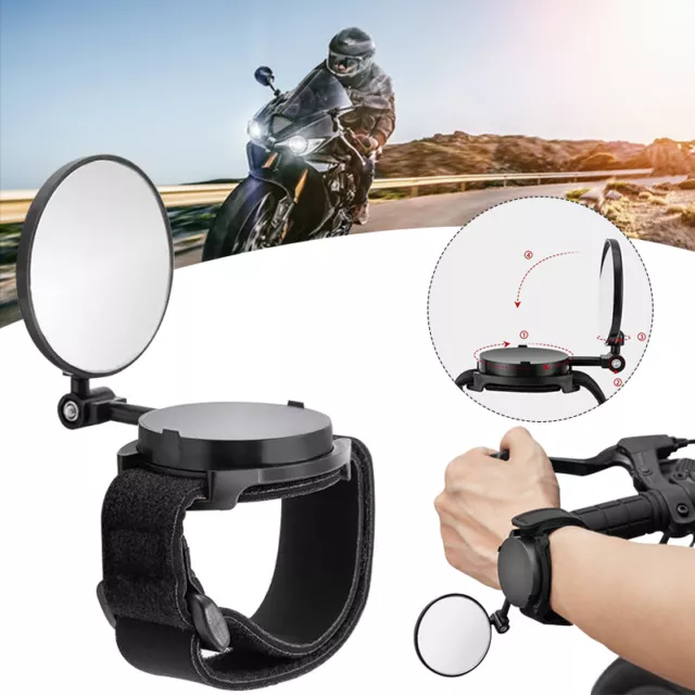 Bike Bicycle Rear View Mirror 360° Degree Rotating Adjustable Belt Wrist Strap 3