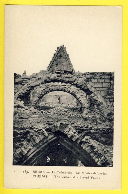cpa RARE France REIMS (Marne) La CATHEDRALE Les VOUTES DEFONCÉES Staved Vaults