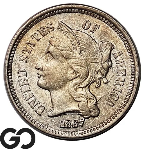 1867 Three Cent Nickel Piece, BU++ ** Free Shipping!