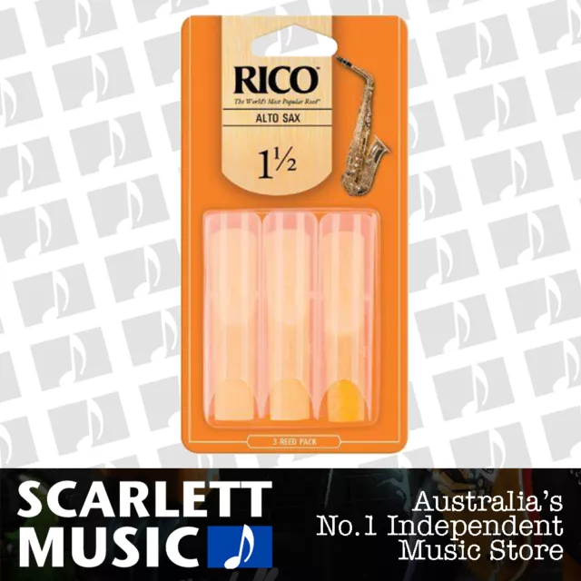 Rico Alto Sax Eb Saxophone 3 Pack Reeds Size 1.5 ( 1 1/2 - One And a Half ) 3PK