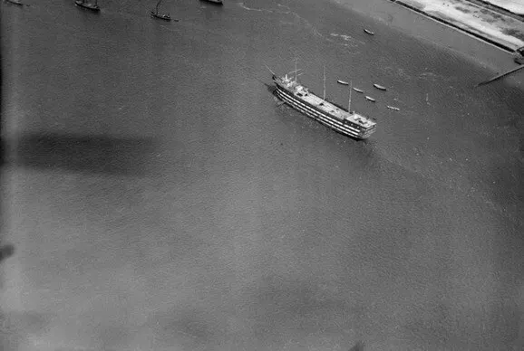 The Training Ship Exmouth at anchor on the Thames Grays 1927 England OLD PHOTO