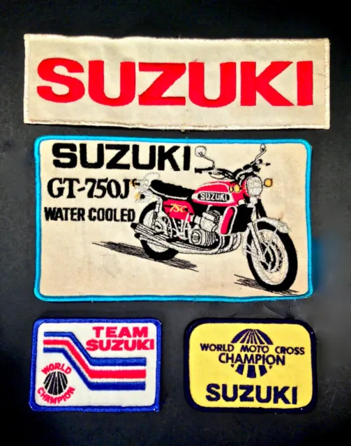 Vintage 1970's Suzuki Motorcycle Patch Lot W/ Rare GT750 J Model Water Buffalo