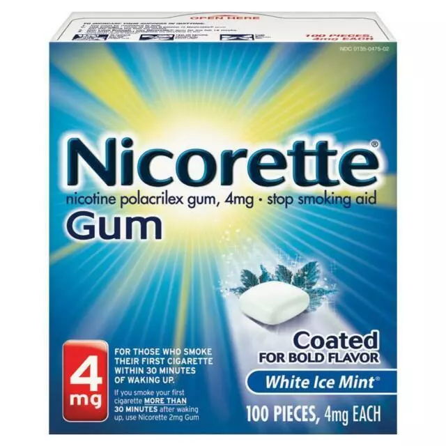 Nicorette 4mg White Ice Mint Gum 100 pieces  - Exp 1/2020