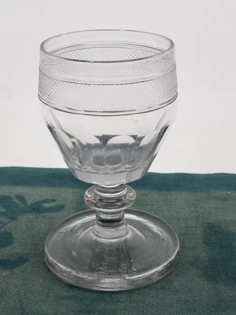 4" Antique 1790s Hand Blown And Cut Glass Wine Cup Flint Glass Polished Pontil