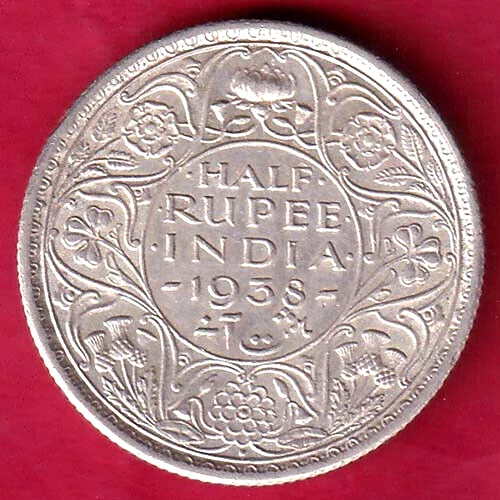 British India 1938 Bombay Mint George Vi Half Rupee Beautiful Silver Coin #V70
