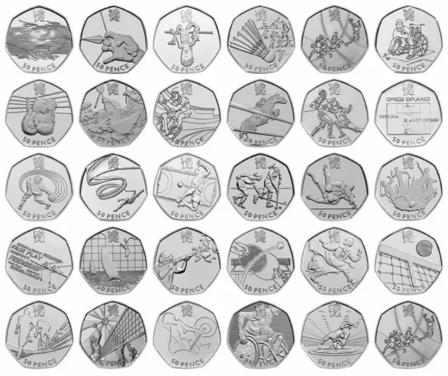 London Olympic 2012 50p Coins - All coins available - FREE POSTAGE