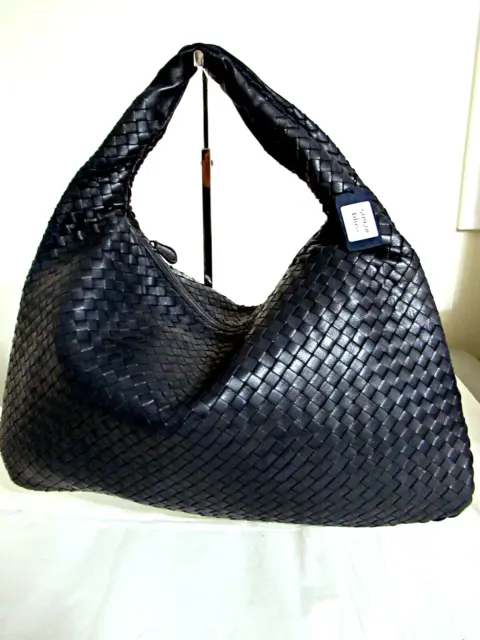 ITALIAN XL HAND-WOVEN NAPPA LEATHER HOBO SHOULDER BAG by IT BAGS - MADE IN ITALY